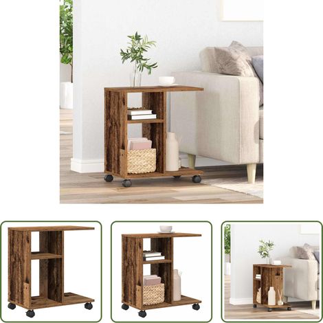 Table d'appoint avec roulettes - Table d'appoint Bois ancien 50 x 30 x 55 cm Bois d'ingénierie (1/5)