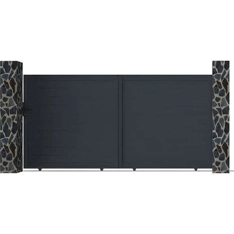 Cancello scorrevole L374 x H180 cm Alluminio pieno Antracite - NAZARIO