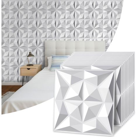 Wolketon Paneles murales 3D Diamante Blanco 30×30 cm PVC – Instalación personalizada (1/4)