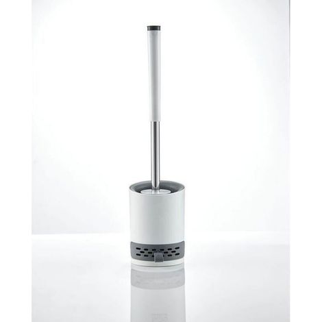 Brosse WC en silicone antibactérienne - ZOR® - Support suspendu - Pincette cachée - Boue de diatomées - Crochet adhésif (1/4)