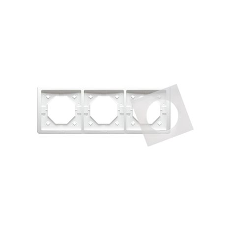 Cadre Triple Blanc Basic Neos Bmrc3b/11 - 3 Prises - Matériau Plastique - Cadre Électrique - Blanc (1/5)