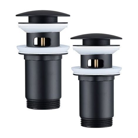 2PCS Bonde de Lavabo Noir Bonde Pop-up avec Trop-plein Automatique Universelle Vidage pour Vasque Baignoire Salle de Bain Équipé Panier-filtre (1/5)