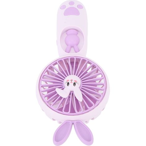 Mini-Handventilator, Tiermotiv, wiederaufladbares Nachtlicht (400 mAh), niedlicher kleiner Ventilator mit eingebautem Akku, lila (1/4)