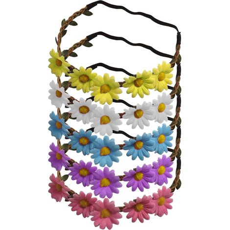 Ensemble de 5 pièces : bandeau fleuri, bandeau à fleurs marguerite, bandeau fleuri multicolore, bandeau de mariage pour fille avec