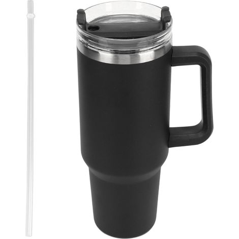 Gourde isotherme en acier inox 40oz avec paille et poignée, maintient vos boissons chaudes ou froides, modèle bouteille d'eau. (1/5)