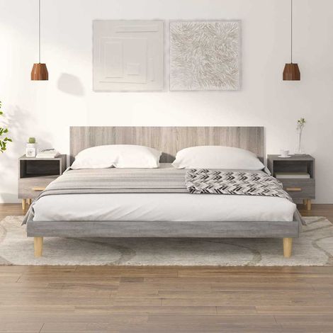 vidaXL Mesitas de noche 2 unidades color gris Sonoma 40x35x47 cm (1/5)