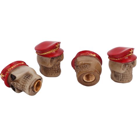 Lot de valves de pneus en forme de crâne pour voitures, vélos, SUV, camions, motos, véhicules motorisés, rouges (1/5)