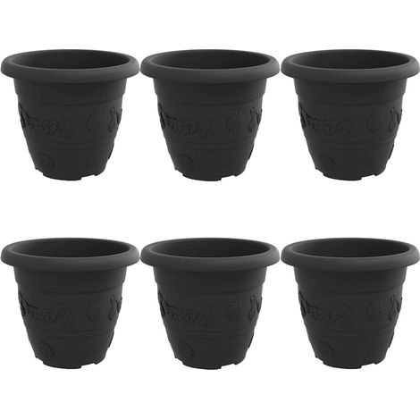 Maison Exclusive - Vaso Rotondo per Fiori 6 pcs Nero Ø 26 x 21.5 cm Plastica