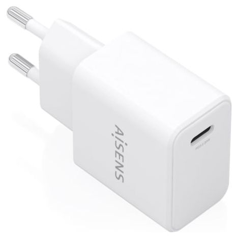 Cargador de Pared GaN Aisens A110-1023/ 1xUSB Tipo-C/ 20W/ Blanco