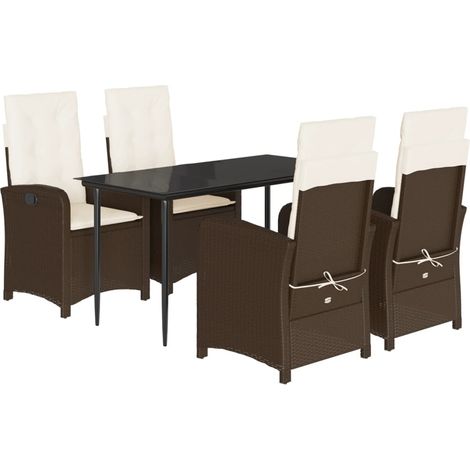 Maison Exclusive - Set da Pranzo da Giardino 5pz con Cuscini in Polyrattan Marrone