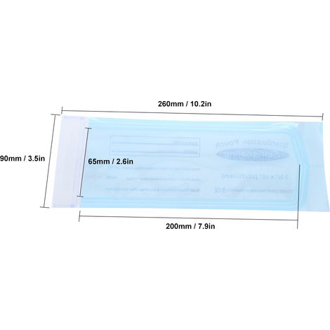 Sachets de stérilisation dentaire 200 pièces 90 x 260 mm film transparent PVC autoadhésif bleu (1/5)