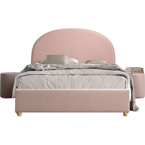Pack - Lit Coffre Adulte & 2 Poufs "Moon" 140x200cm Rose