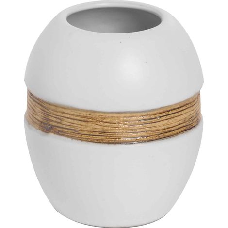 Porta Spazzolini in Ceramica Bianca e Bronzo Bagno Maya (1/2)