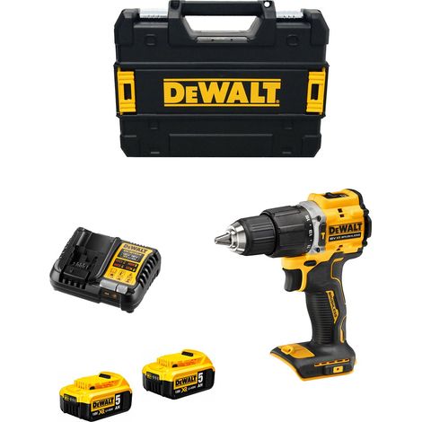 Dewalt – Perceuse-visseuse à percussion sans fil 18V avec 2 batteries 5.0Ah – Moteur sans charbon – Couple 68Nm pour perçage bois et métal – Mallette T-STAK (1/9)