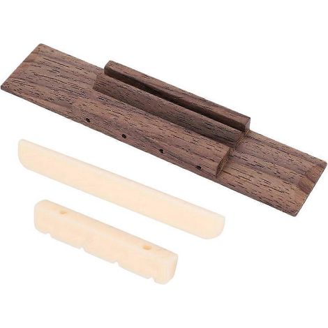Accessoires pour guitare acoustique : chevalet en bois avec garnitures en laiton, chevilles de chevalet en laiton, chevilles de cordes.-11x2.5cm