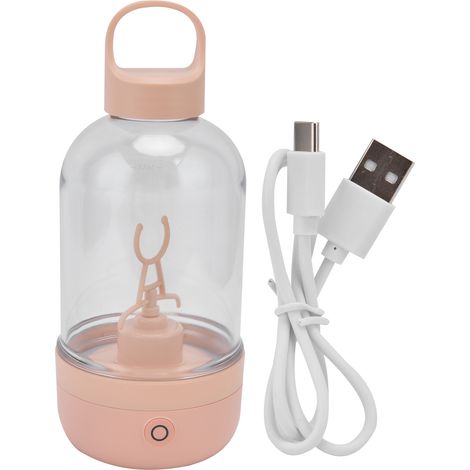 Tragbarer elektrischer Mixbecher (400 ml) für Protein- und Milchshakes, USB-aufladbar, rosa Farbe. (1/5)