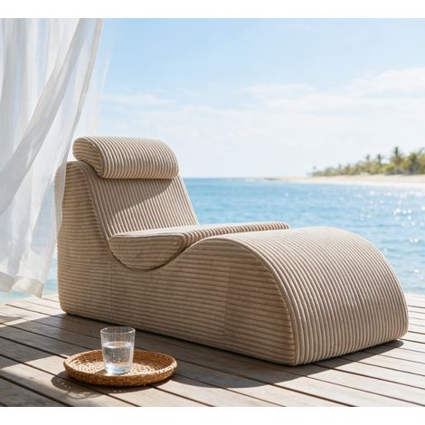 Fauteuil relax design unique, mousse HR haute résilience, coussin amovible, poche latérale, velours gris, 160x66x79cm (1/5)