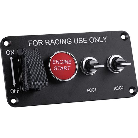 Panneau de commande d'allumage à bascule 12V à 4 groupes avec bouton de démarrage moteur, adapté aux voitures de course. (1/5)