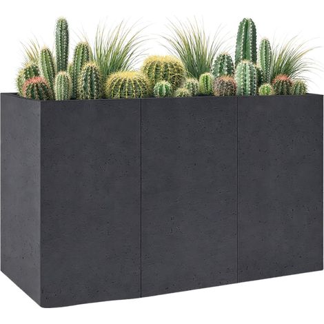 Vaso da fiori Betonique su ruote ECO antracite 90x30xh60 cm (1/5)