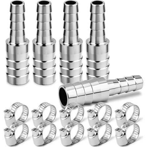 5 pièce Raccord Cannelé Réduit en Acier Inoxydable 304, Adaptateur de Tuyau 19mm à 16mm Raccordement Inox avec Colliers de Serrage pour Eau, Carburant, Air, Liquide de Refroidissement (1/5)