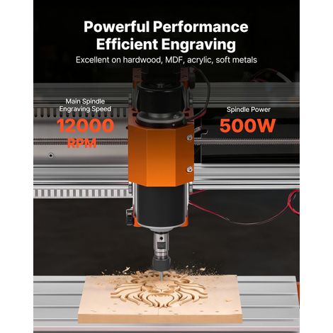 Routeur CNC Broche 500 W Machine de Gravure CNC 3 Axes pour Fraisage Bois Acrylique Alu Métaux Tendres, Contrôleur Hors Ligne, 6 Fi… (1/5)