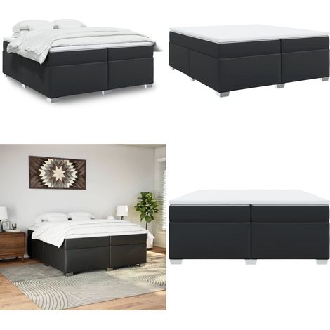 Sommier à lattes de lit avec matelas Noir 200x200 cm Similicuir - Lit Double - Literie - Chambre À Coucher - Meuble De Chambre - Simili Cuir - Home & Living (1/5)