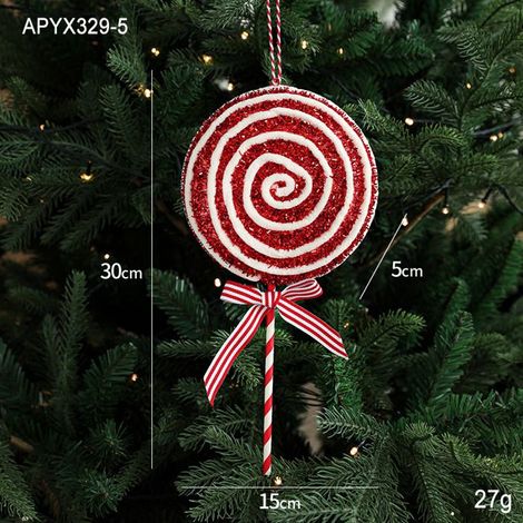 Suspension sucre Noël-30cm-Rouge-Convient pour les arbres de Noël, les rideaux, les balcons, les chambres d'enfants (1/2)