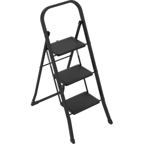 Échelle Pliable 3 Marches Acier Noir 106x72x46 cm (1/5)
