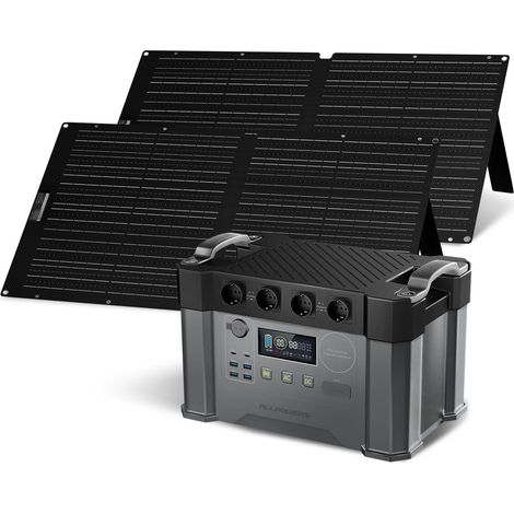 ALLPOWERS S2000 PRO Station électrique portable avec 2 panneaux solaire pliables de 100W, 4 Sorties CA 2400W(4000W Pic), 1451Wh générateur solaire pour balcon, extérieur, RV, camping, jardin, courant