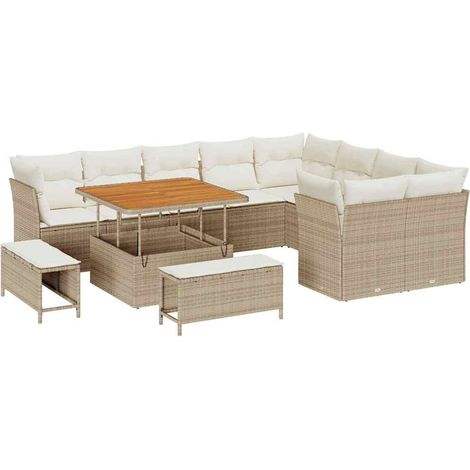 Maison Exclusive - Set Divano da Giardino con cuscino 12 pcs beige e panna