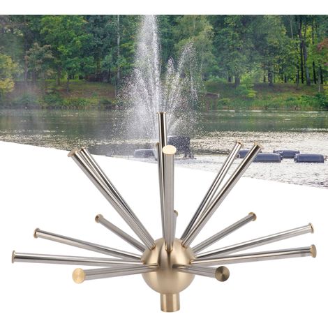 Ensemble de buses de fontaine en cuivre G1 inch pour bassins et jardins - 16 jets et sphère de 10cm (1/4)