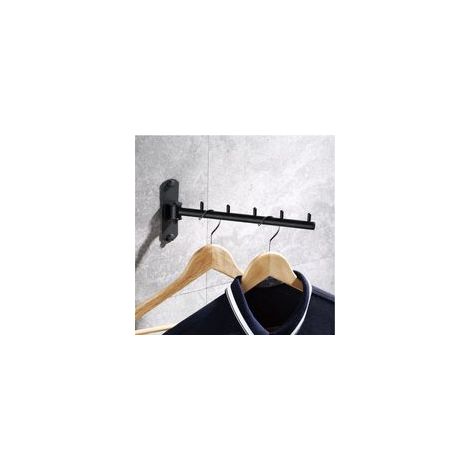 Porte-Cintres Mural en Acier Inoxydable avec Bras Pivotant et 5 Crochets, Organisateur de Rangement pour Chambre et Salle de Bain (1/4)