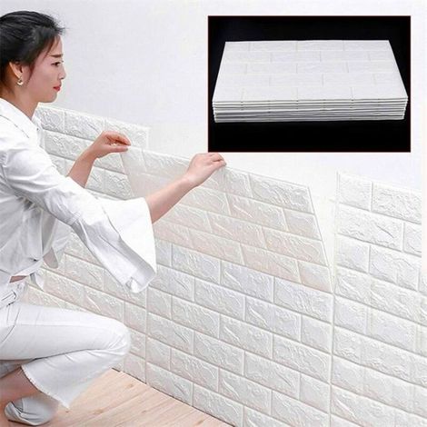 Haute qualité -10 pièces de 6mm brique étanche 3D sticker mural papier peint-décoration de chambre d\'enfants 7077cm