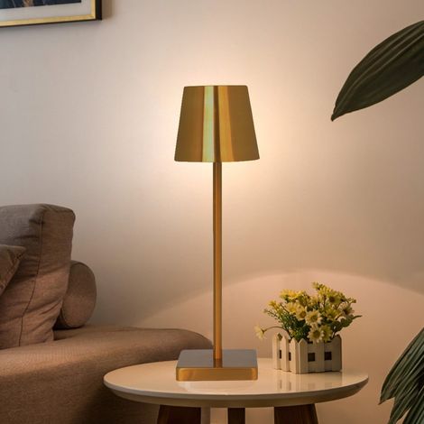 TRADE SHOP - Lampada Da Tavolo A Led Usb Ricaricabile Oro Per Interno Ed Esterno Luce Calda - (1/3)
