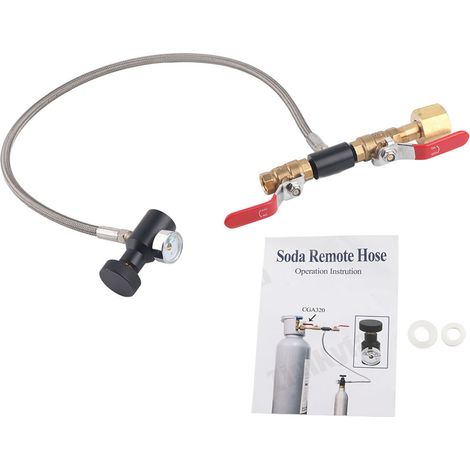 Adaptateur de recharge CO2 CGA-320 avec tuyau et manomètre de 24 pouces pour réservoir de soda.