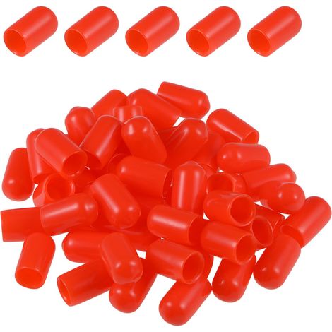 50 Paquet 7.5mm ID Rouge Vis Filetage Protecteurs Caoutchouc Fin Capuchons Boulon Couvercles pour Vis Boulon Meubles Tuyau (1/5)