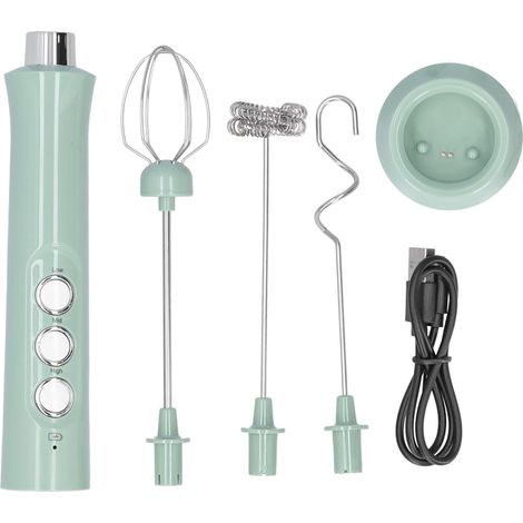 Eosnow Mélangeur électrique à trois vitesses, chargeur USB, batterie 1200mAh, mousseur à lait portatif avec 3 têtes de mélange, pour la cuisine domestique (1/5)
