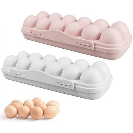 2 Pièces Boîte à Oeufs,12 Grilles Boîte de Rangement des Oeufs Frigo en Plastique avec Couvercle, Plateau à œufs Support à œufs pour Réfrigérateur,Conteneur de Stockage d'oeufs- 29,5 x 10 cm (1/5)