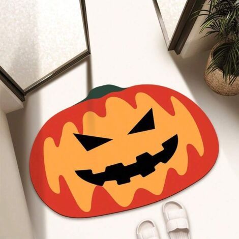 Tapis de bain sur le thème d'Halloween, motif citrouille, absorbant et antidérapant, idéal pour la salle de bain — 40 x 60 cm — Style5 (1/4)