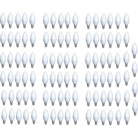 Lot de 100 ampoules LED 6W flamme blanc chaud 2700K 470lm culot E14 230V opaque non-dimmable AIRIS LEDFLAMME6W