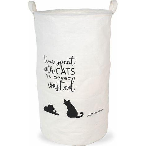 Panier à linge sac de tri blanc avec fantaisie chats en coton imperméable mod. cats
