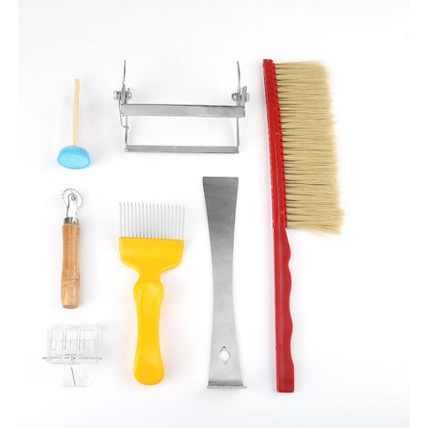 Ensemble de 7 pièces pour l'apiculture : outils d'apiculteur, brosse à operculer, gratte-reine