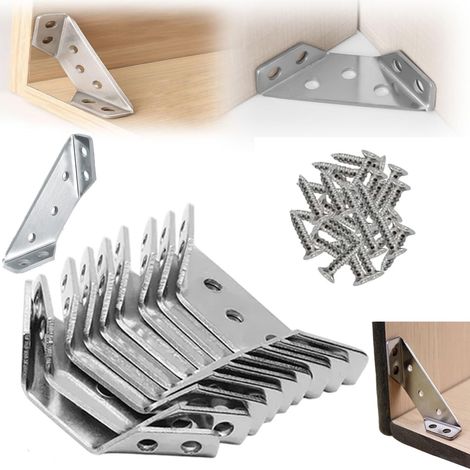 Connecteur d'angle de meuble universel de fixation cadre de Support triangulaire de avec vis 10 pièces (1/4)