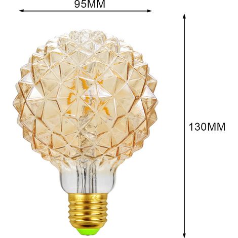 Bombilla retro irregular con forma de piña para taladro, 220 V, 4 W, 2700 K, para exterior, G95, color dorado (1/5)