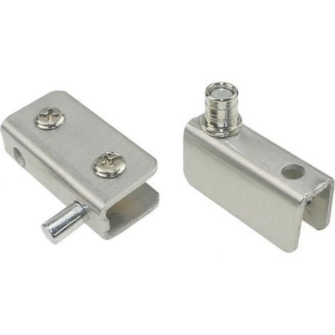 2 charnières de porte en acier et verre avec joint en caoutchouc antifriction (1/5)