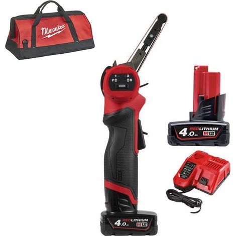 Levigatrice a Nastro 10mm M12 + 2 Batt. 4Ah Milwaukee M12FBFL10-402B 1,2Kg (1/5)