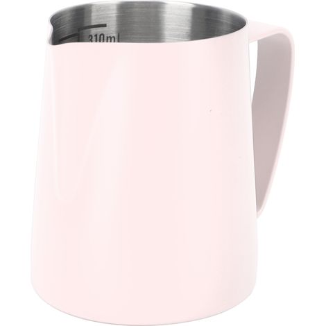 Pitcher à lait 310ml en acier inoxydable 304, bec pointu pour mousseur à café, échelle intérieure, rose (1/5)