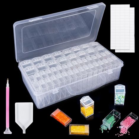 Boîtes de Rangement Peinture Diamant - 48 Pièces - Plastique Transparent - Organisation Perles et Accessoires - Loisirs Créatifs et Bricolage - Deux Tailles Assorties (1/5)