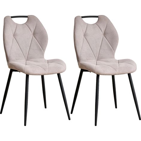 Silla de comedor, tela suave, estilo minimalista moderno, 2 piezas, beige (1/2)