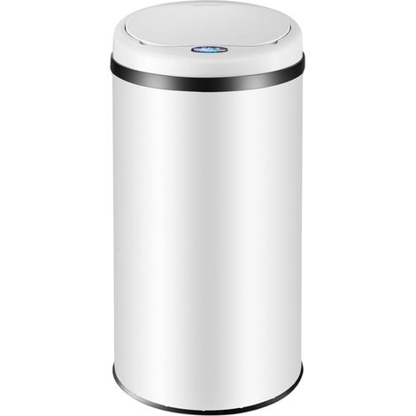 MONZANA® Cubo Basura Automático Sensor Tapa Acero Inoxidable Contenedor Residuos Papelera Reciclaje Impermeable Silencioso USB Oficina Cocina Baño  Weiß M (de)